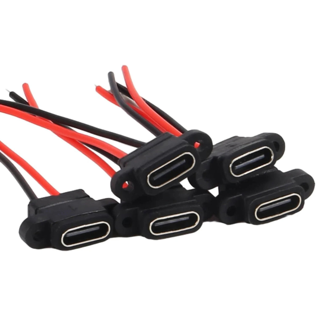 Waterproof USB3.1 Type C Female Panel Mount Socket 2Pin 3A High Current Fast Charging Welding Connector with Rubber O Ring Seal
