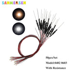 50pcs 0402 0603 With Resistance SMD Lamp Micro Litz Led Pre-soldered Chip Wired 12V Railway Model Toy Light DIY Leads Wires 30cm