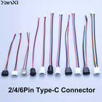 2/4/6Pin USB-C Type-C Waterproof Connector Charger Jack Direct Compression Female Socket Charging Interface With PH2.0 Terminal