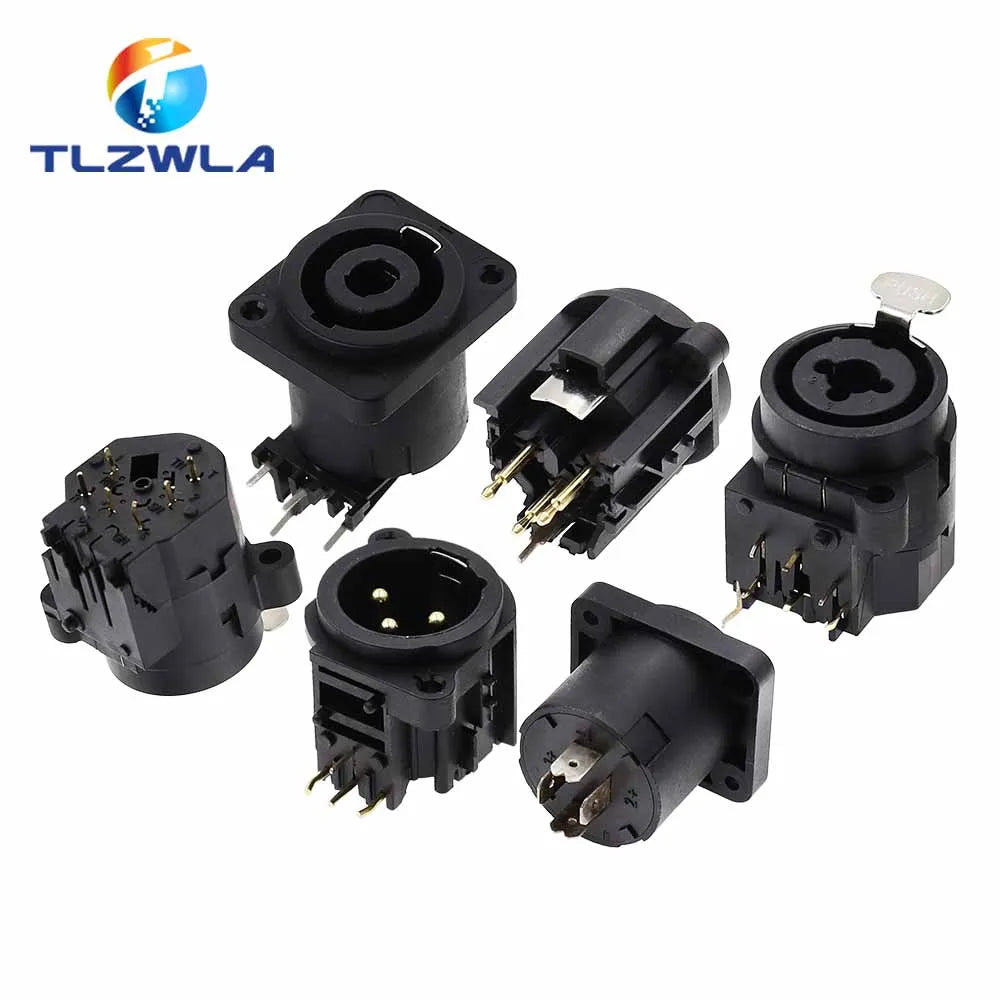 1PCS 3pin XLR Female Socket Connector Panel Mount Mixer Microphone Audio Speakers Plug Adapter