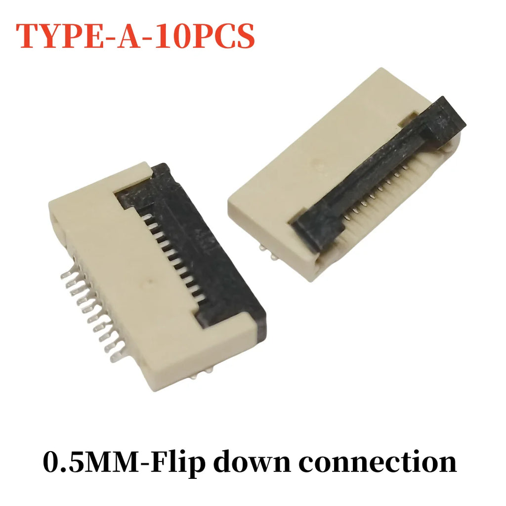 10Pcs FPC connector socket 0.5/1.0mm flip cover/up/down connection 4/5/6/7/8/10/12/14/16/18/20/22/24/26/28/30/32/34/40/45/50/60P