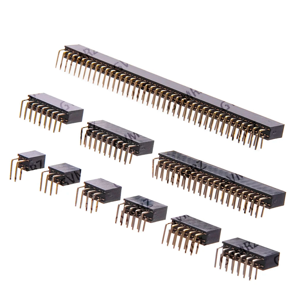 2.54mm 2x2/2x20/2x18/2x16/2x15 Double Row Female 2~40P PCB Board bend/Straight angle Pin Header socket Connector Pinheader