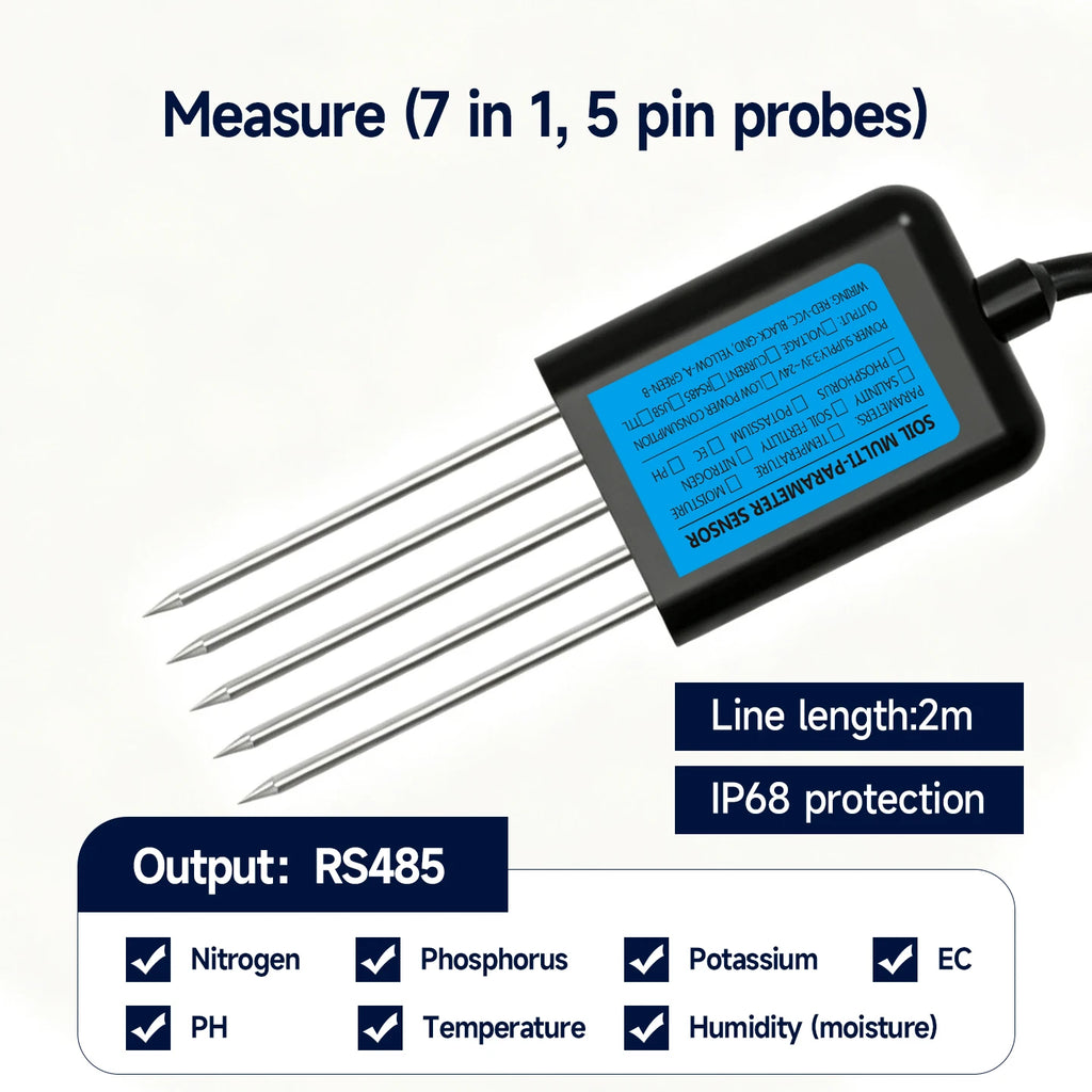 High Precision Agriculture Soil Sensor Moisture Temperature Humidity EC PH NPK with Optional 4-20mA 0-5V RS485 Output
