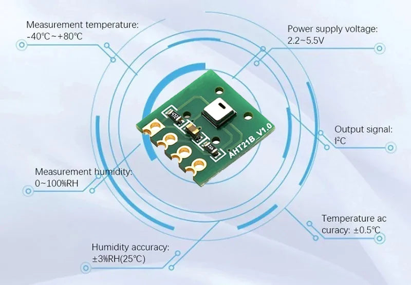 AHT21 Precision Digital Temperature And Humidity Sensor Measurement Module AHT21B I2C Communication Replace SHT20 For Arduino