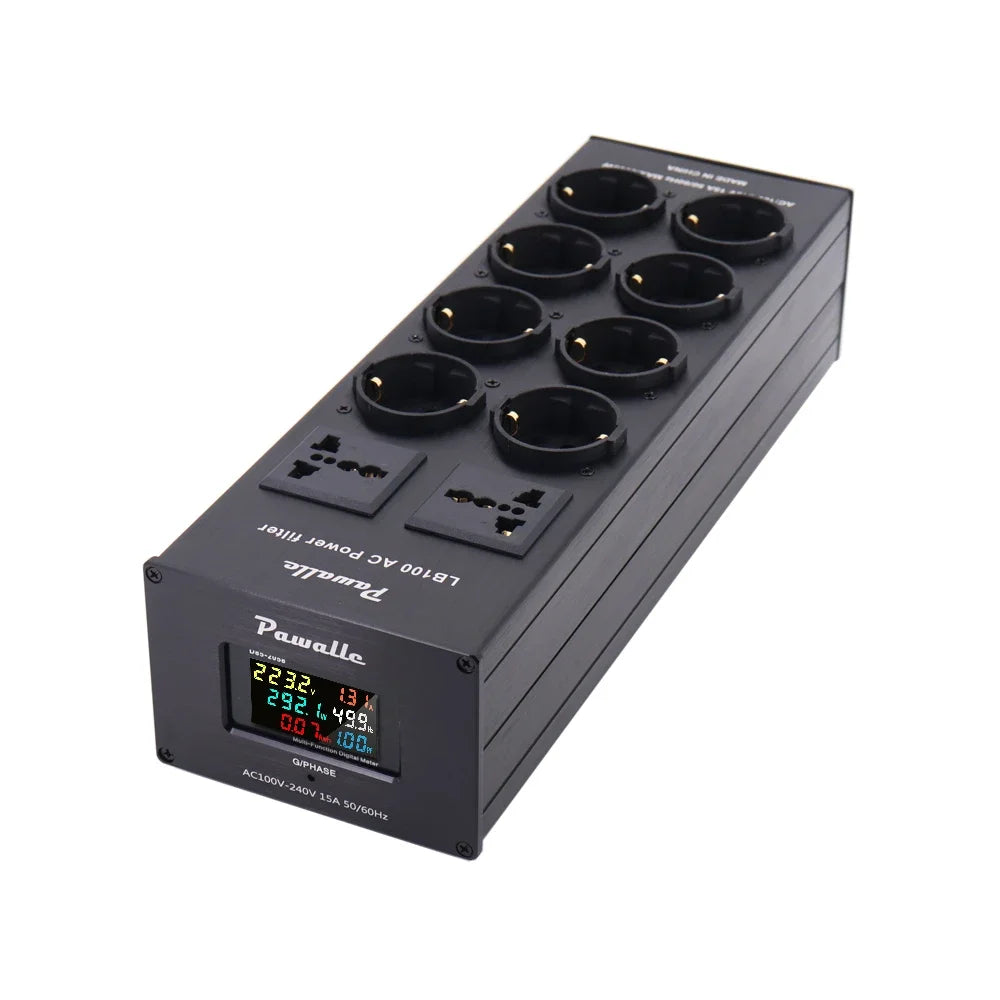 DONDWEN Power Filter Lightning Protection Surge Proof Socket Voltage Multi-function Display Compatible with EU/UK/AU Plug
