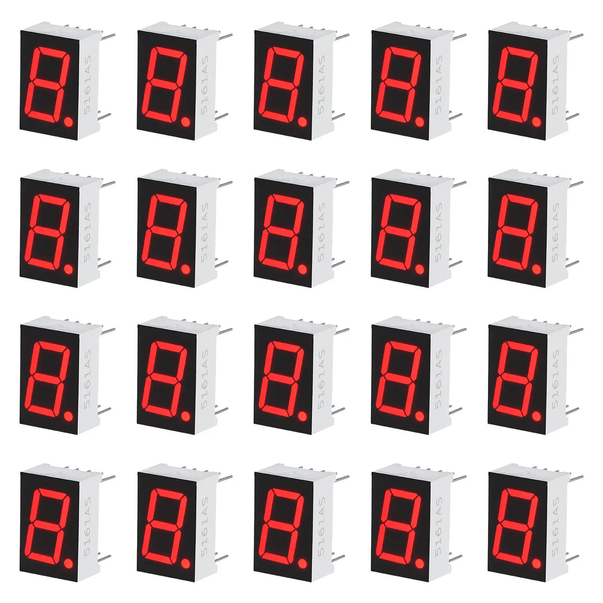20Pcs Red LED Digit Tube Display Module 0.5 Inch 7 Segment Common Segment Display High Stability Long Life