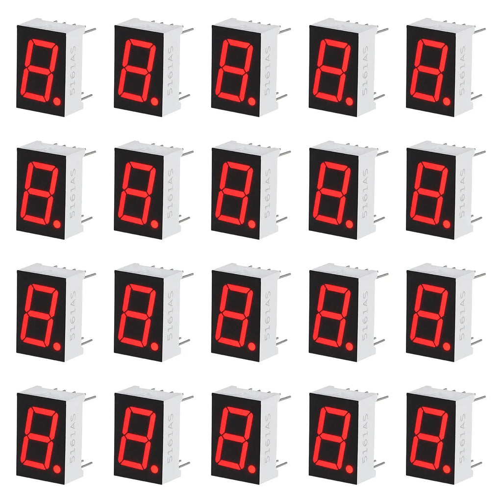 20Pcs Red LED Digit Tube Display Module 0.5 Inch 7 Segment Common Segment Display High Stability Long Life