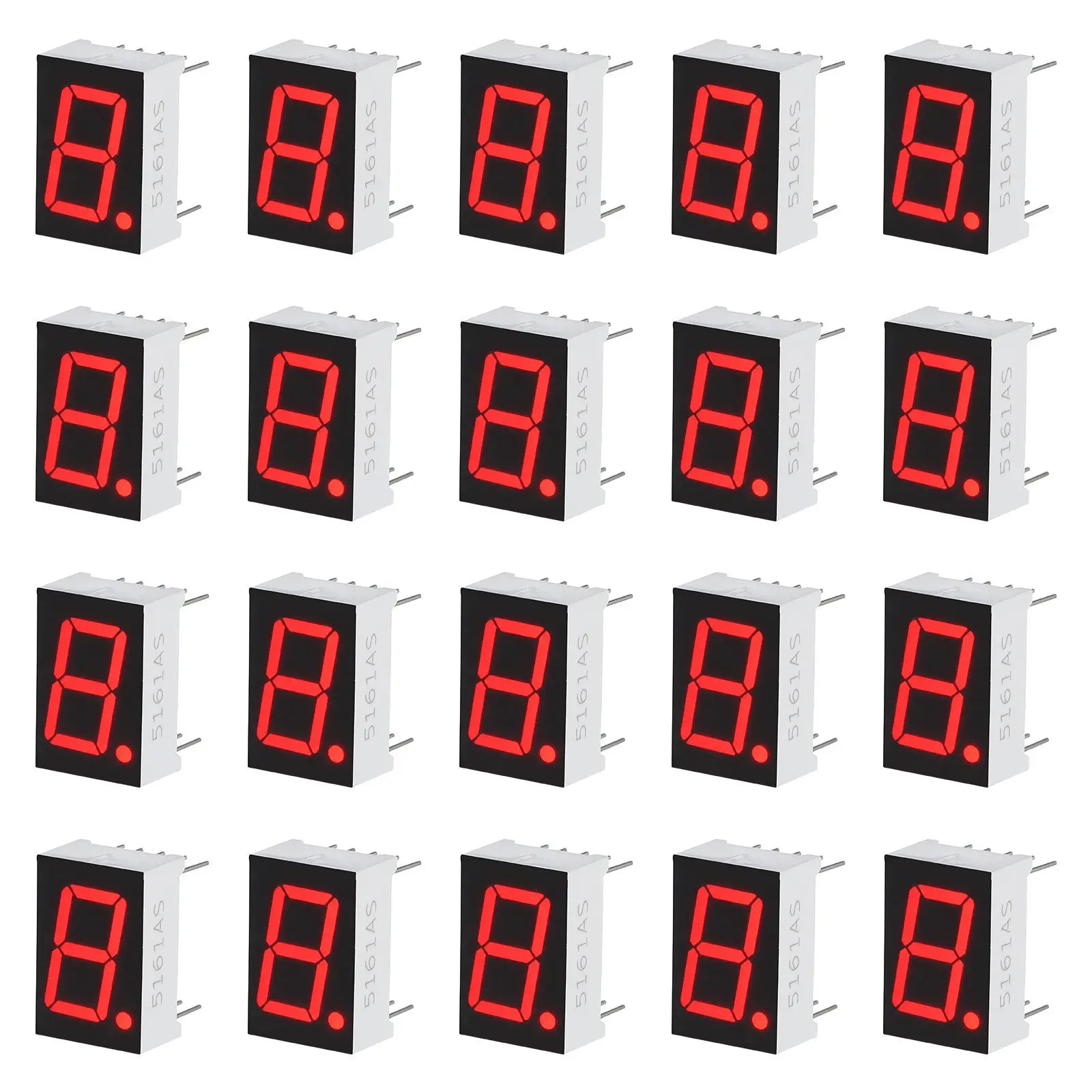20Pcs Red LED Digit Tube Display Module 0.5 Inch 7 Segment Common Segment Display High Stability Long Life