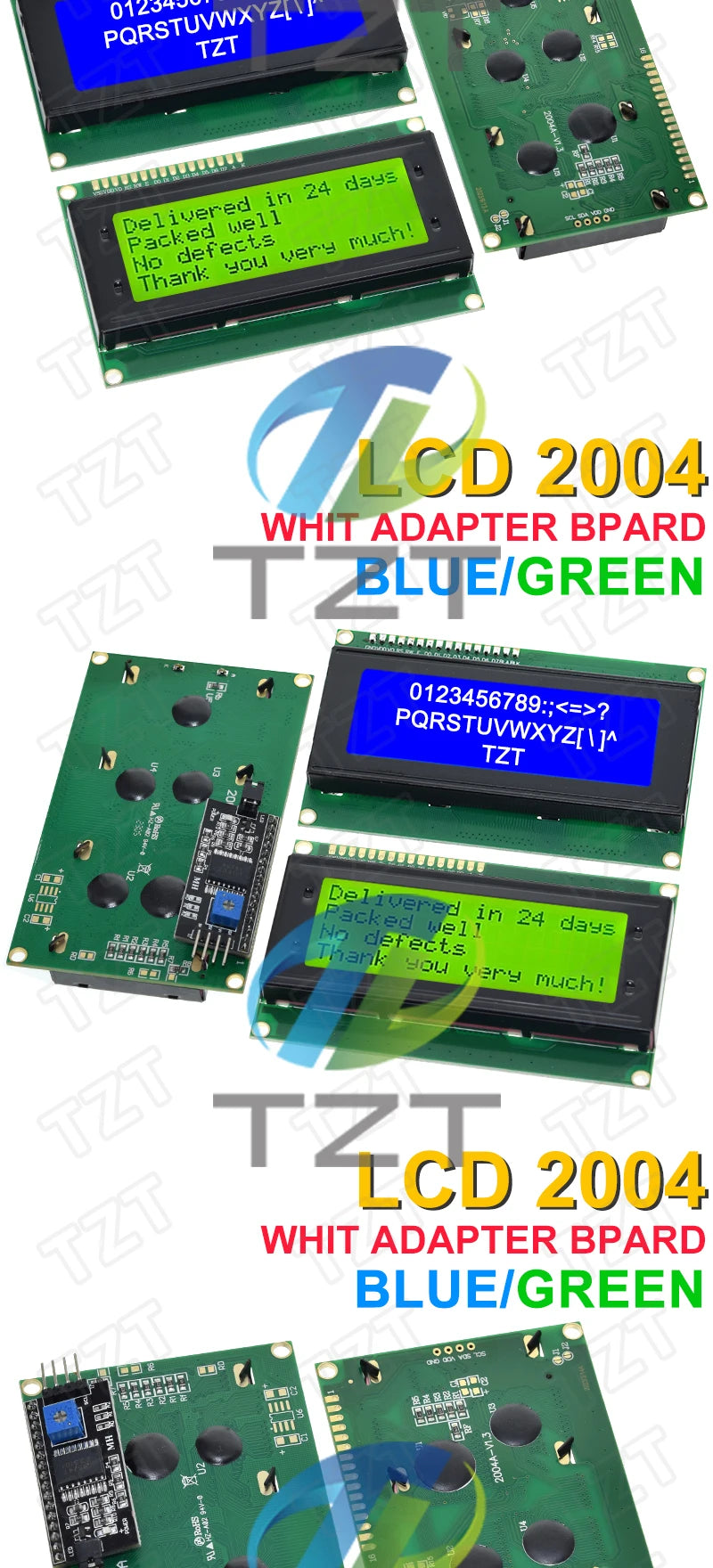 TZT LCD1602 LCD 1602 2004 12864 LCD Display Module Blue Green Screen 16x2 20X4 Character  HD44780 Controller