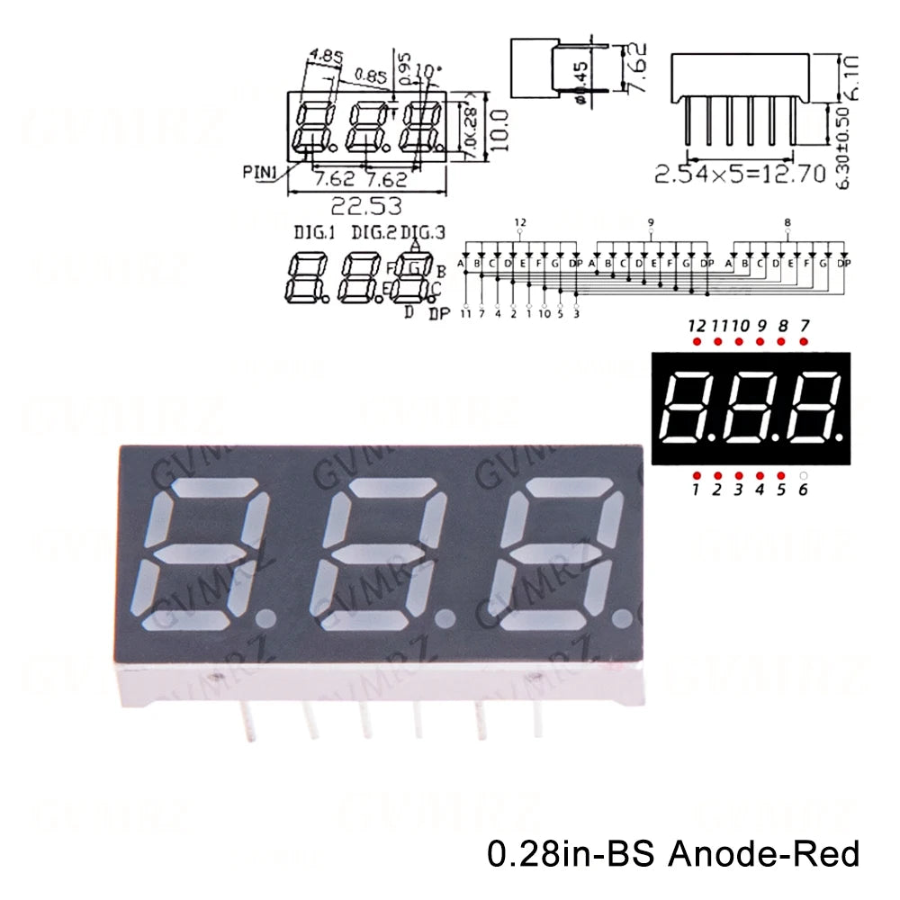 2PCS/5PCS Digital tube Common AnodeCathode Red 1 2 3 4 Bit digital Tube 0.28inch LED Display 7 segment