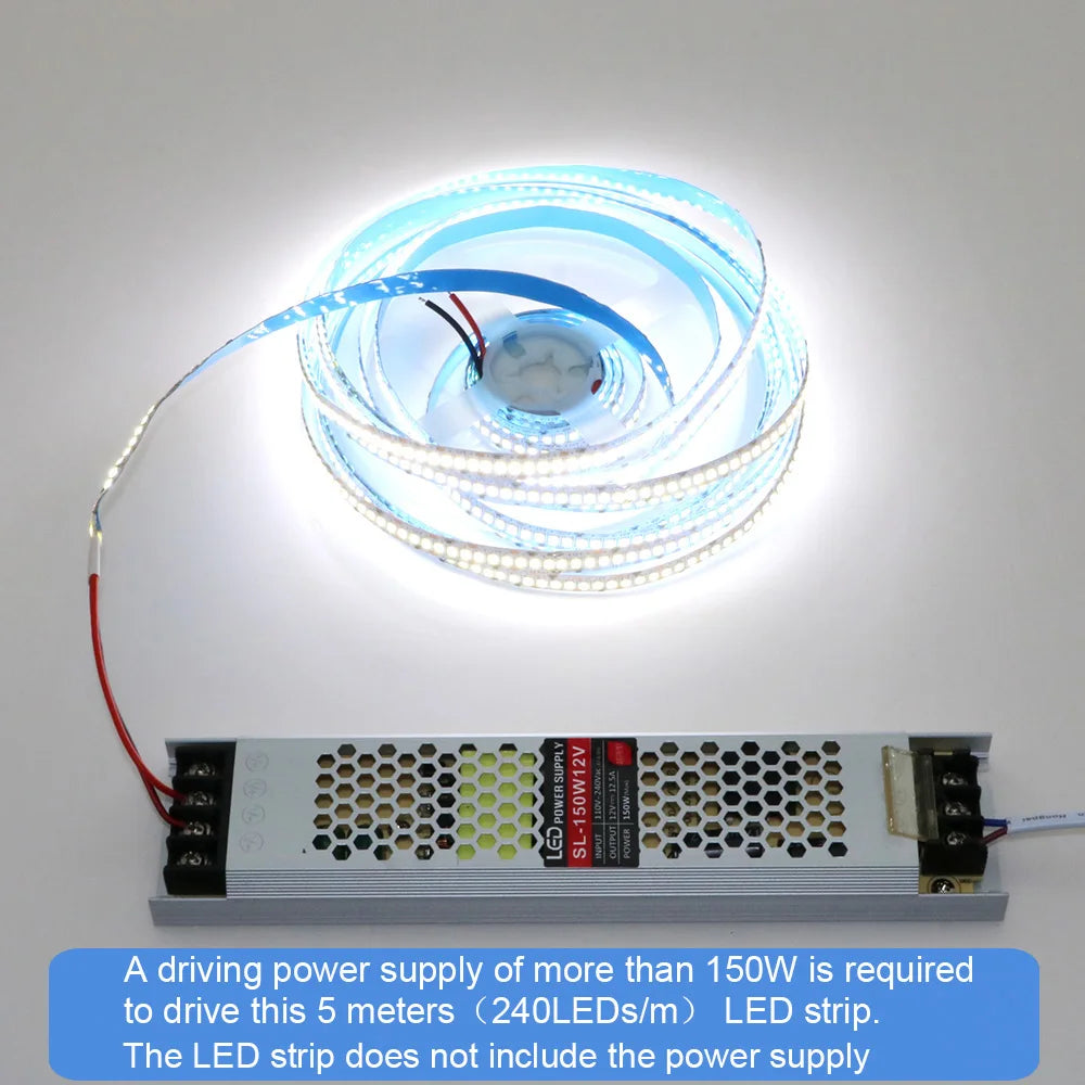240LEDs/m LED Strip 2835 DC12V 24V Home Light Strip 5M 1200LEDs High Light Red Green Blue Flexible And Cuttable Soft Lamp Bar