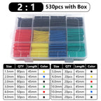 102-750pcs 2:1 Thermoresistant Tube Heat Shrink Wrapping Kit Assorted Wire Cable Insulation Sleeving 3:1 Heat Shrink Tube Set