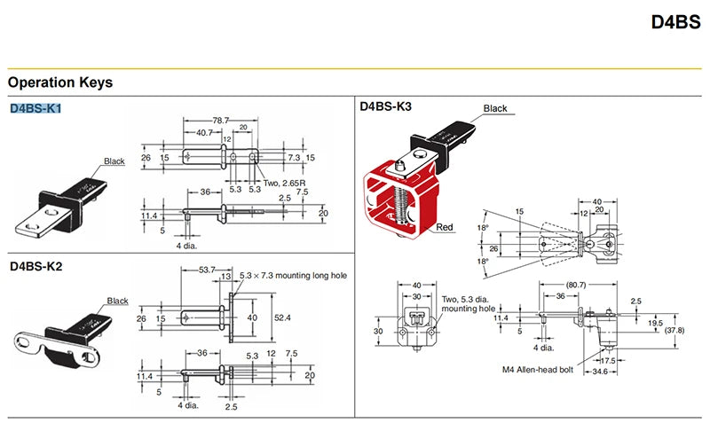 Authentic New Omron D4BS-K1 K2 Operation Keys Safety Limit Switch Key
