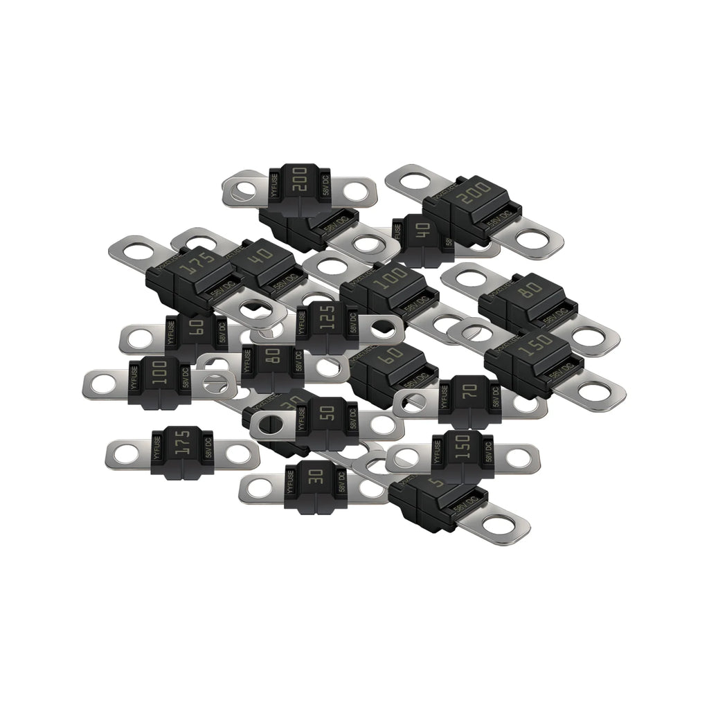 MIDI Fuse 30A-200A 58V Time-Delay High Current ANL Bolt-Down Fuse M5 Stud Mount for Automotive, Marine & RV MIDI AMI Fuse Holder