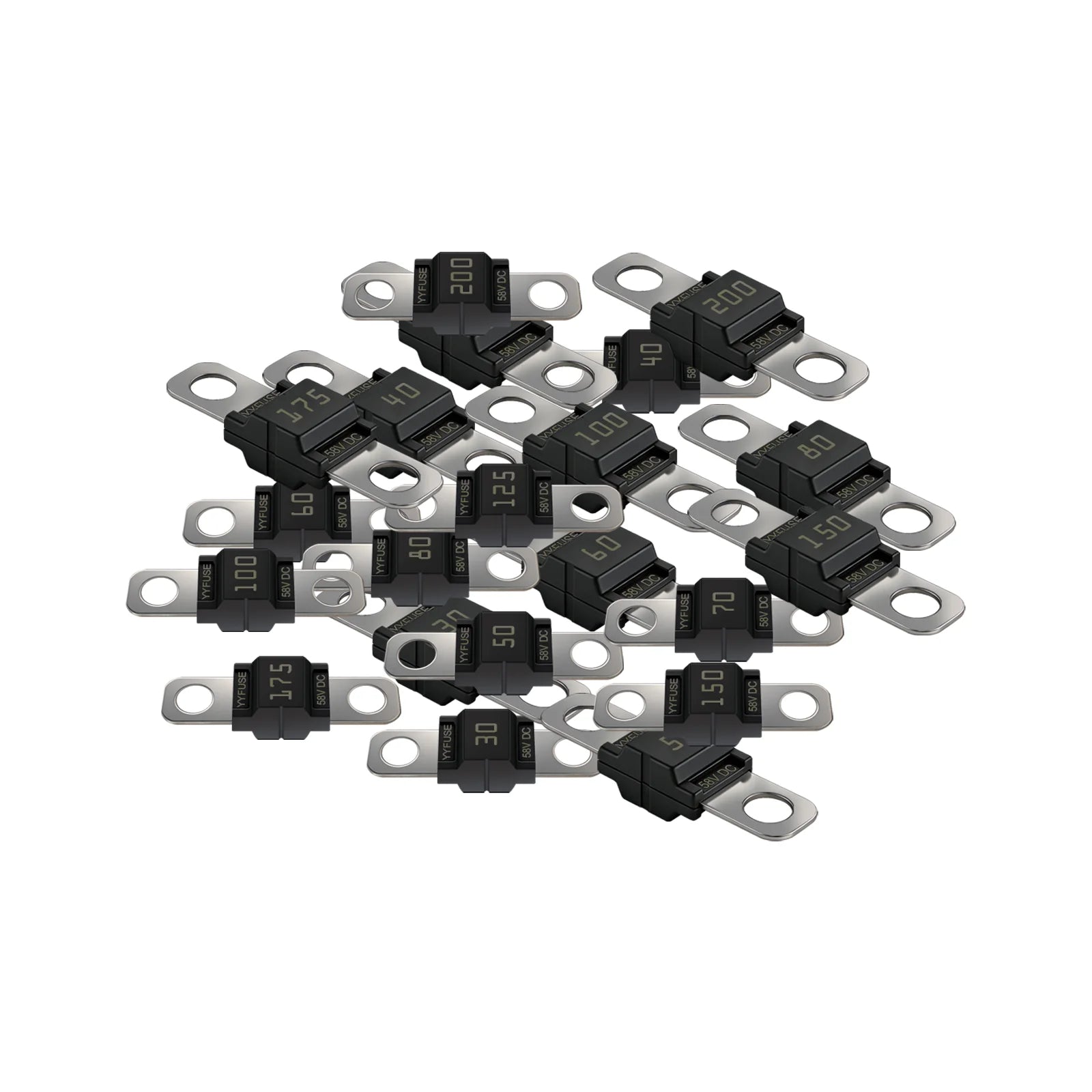 MIDI Fuse 30A-200A 58V Time-Delay High Current ANL Bolt-Down Fuse M5 Stud Mount for Automotive, Marine & RV MIDI AMI Fuse Holder