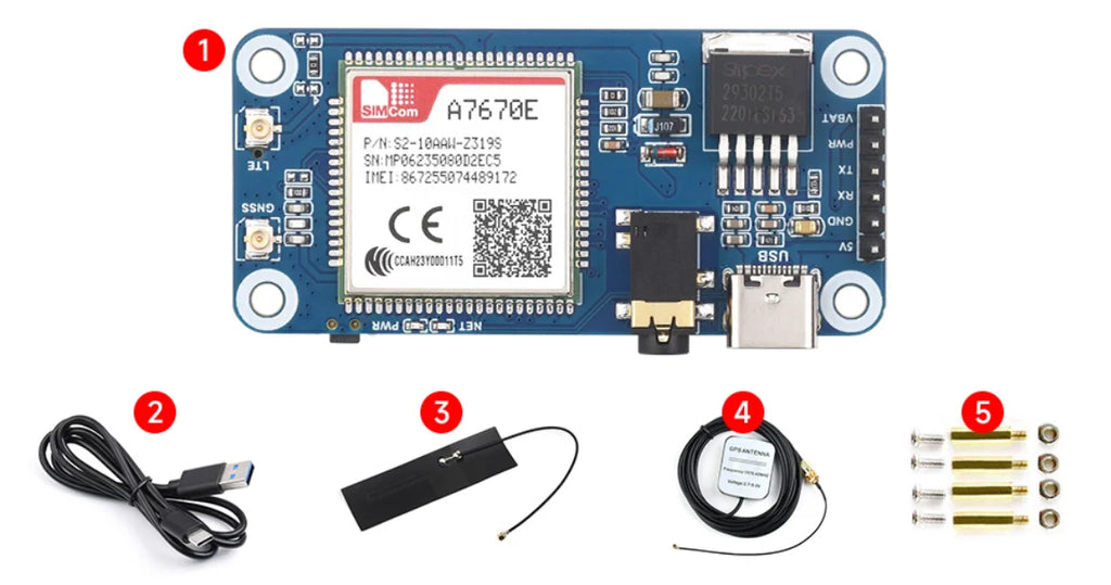 Free shipping Raspberry Pi 4G HAT Expansion Board For LBS Positioning A7670E SIM7600G-H SIM7600CE SIM7600E SIM7600E-H LTE