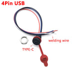 5Pin USB-C Connector With CC Pin Data Nut Snap Plate 4Pin With Wire 3A Waterproof USB Type C to PH2.0 Fast Charging Female Jack