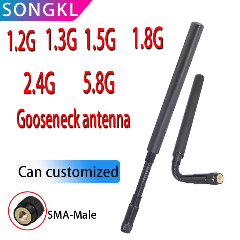 outdoor waterproof antenna NB/GSM/1.2G/1.3G/1.5G/1.8G/2.4G LTE/2.4/5.8G high-gain flexible antenna N-J male Gooseneck antenna
