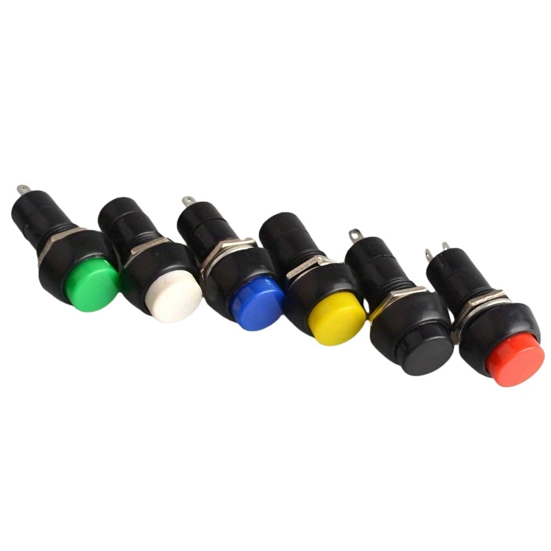 6pcs 12mm Momentary Button SPST ON/Off AC 250V/1.5A 125V/3A, Versatile Lock Free mini Round Button