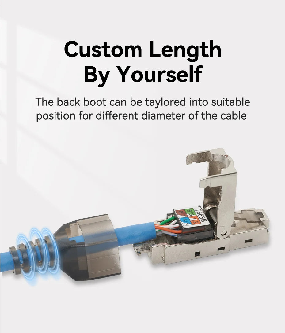 CAT8 STP RJ45 Connector CAT7 CAT6A Reusable Ethernet Termination modular Plug Shielded Modular Zinc alloy Field Termination Plug