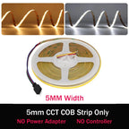 1-10M CCT 2700K-6500K Dimmable LED Strip 5mm 10mm COB LED Strip Light CCT Strip Tuya WiFi Controller Linear LED Tape With Dimmer