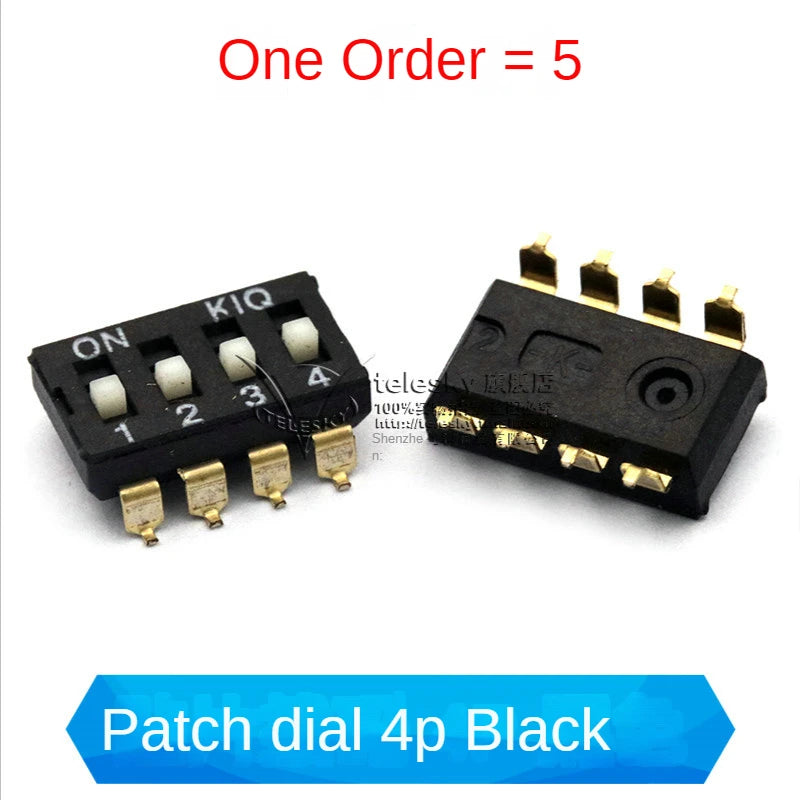 5PCS Dial Switches Toggle Side Dial Flat Dial Coding Patch 2P 4 5 6 8 9 10 Bit 2.54mm Red Blue Black