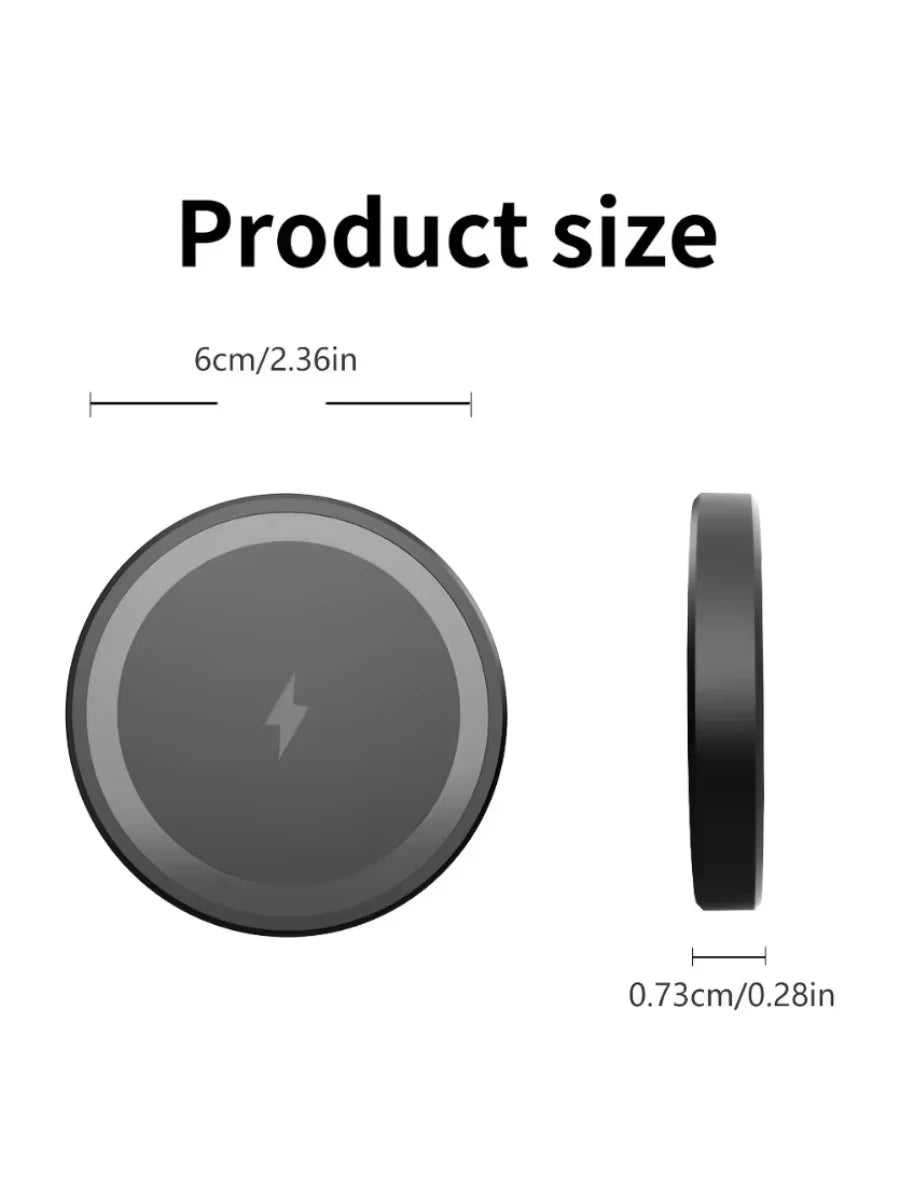 15W Ultra Thin Wireless Charger, Fast Qi Charging Pad with Compact 6cm Size, Lightweight Portable Design for Desk Bedroom Trave
