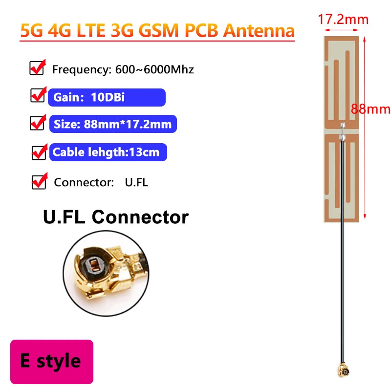 10PCS OEM Full Band 5G 4G LTE 3G GSM 600~6000Mhz WIFI built in PCB FPC Antenna Wifi antenna omnidirecational IPX/U.FL connector