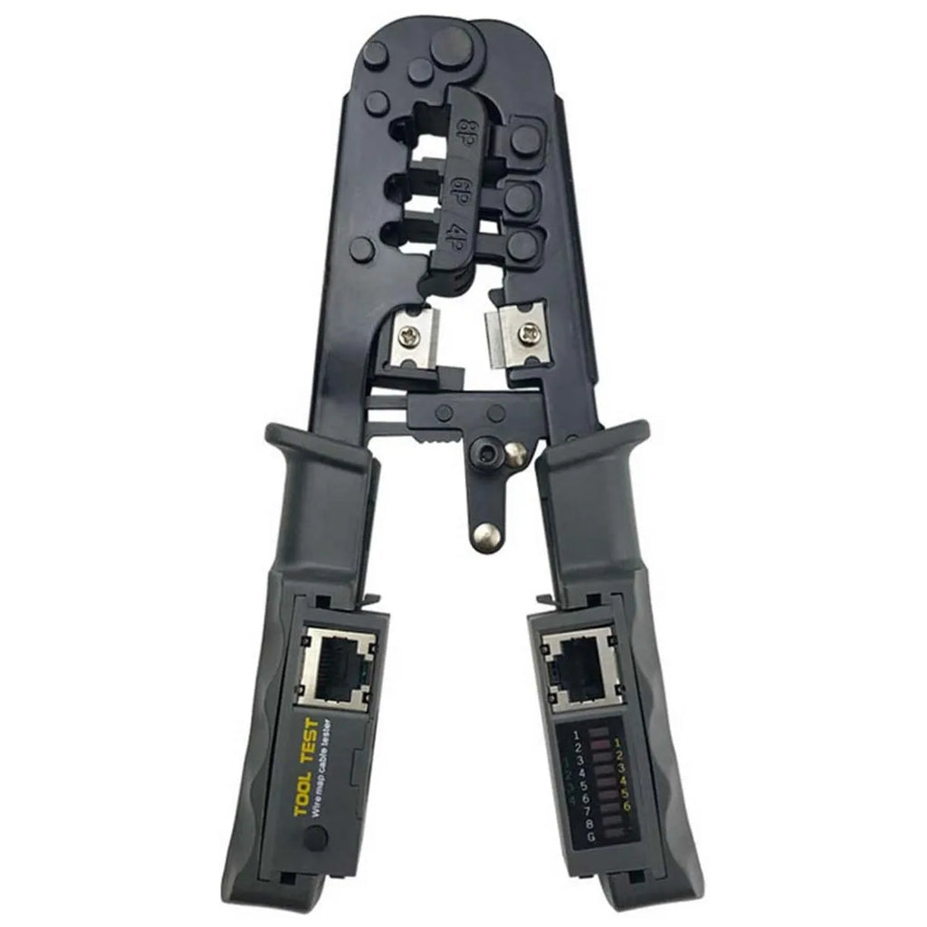 ZOERAX RJ45 RJ12 RJ11 Network Crimp Tool 8P6P4P Tester Tool With Strip,Cut,Crimp and Test Functions(Battery is Not Included)