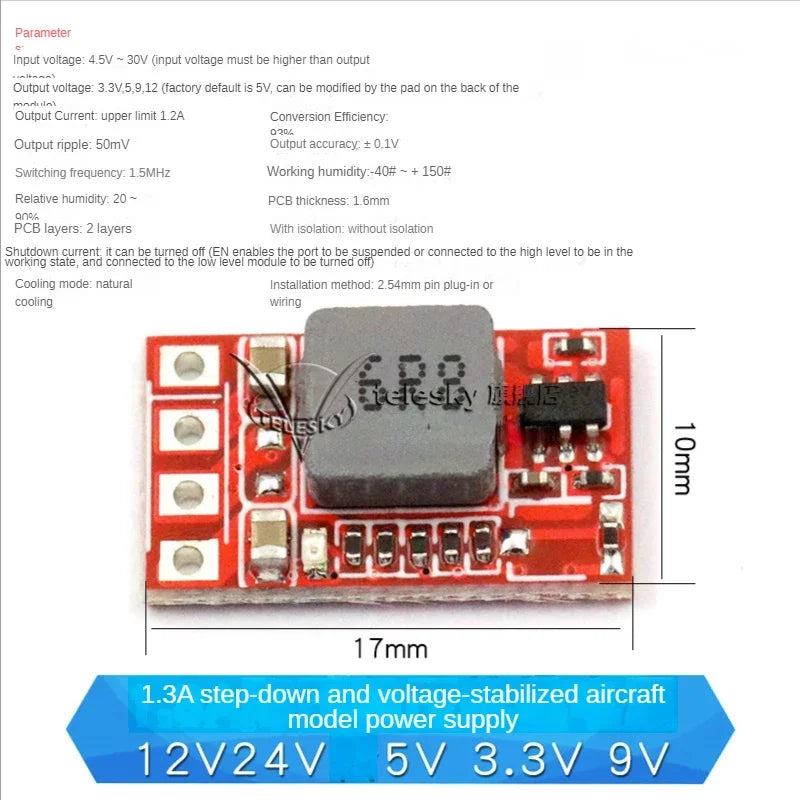1PCS DC-DC 3A 5A Adjustable Step-down Power Module Board Voltage Stabilizing Aircraft Model MP1584EN 24V 12V 9V To 5V