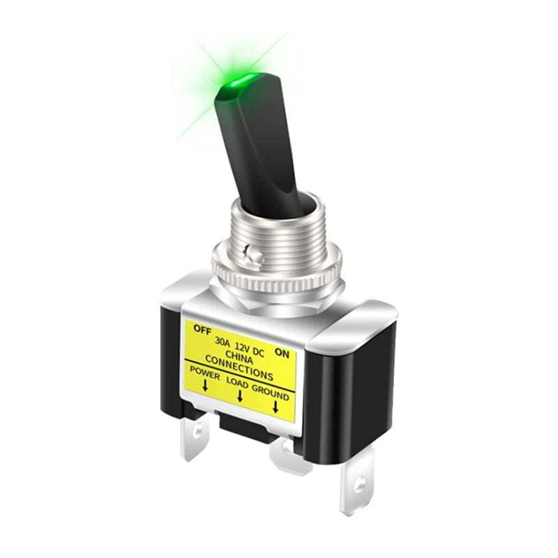 1PCS 30A 12V LED Toggle Switch Lighted Toggle Rocker Switch SPST ON Off 2 Position 3Pin For Automotive Car Aircraft
