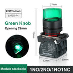 XB4 Knob Switch with LED 22mm 2/3Position Self Locking 1NO/2NO/1NO1NC Select Rotary Switch with Light 12V 24V 220V 10A Red Green