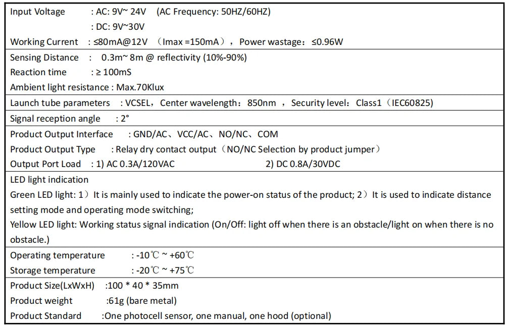 2025 New Arrival Reflective Laser Photocell Beam Safety Sensor for Automatic Door