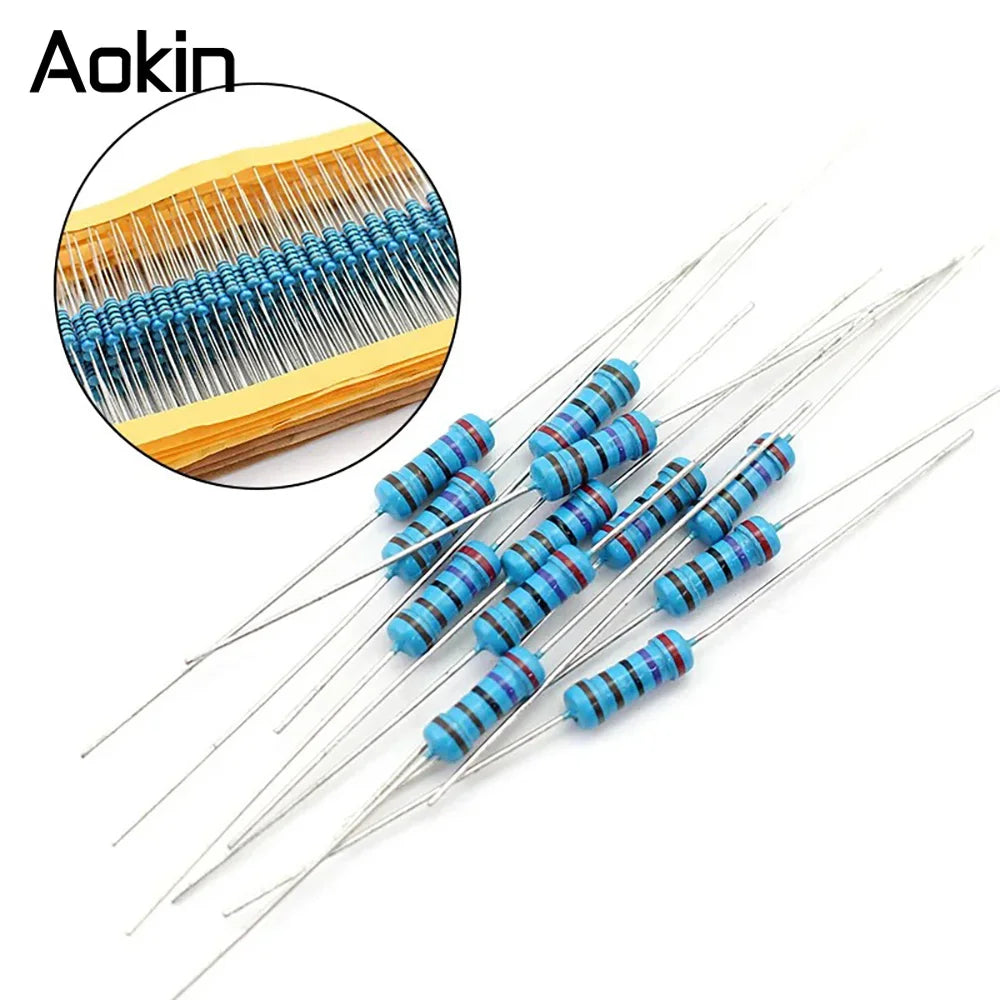 300/600PCS 1/4w Metal Film Resistor 30 Values Resistance Kit 10R-1M 0.25W 1% Resistors Set
