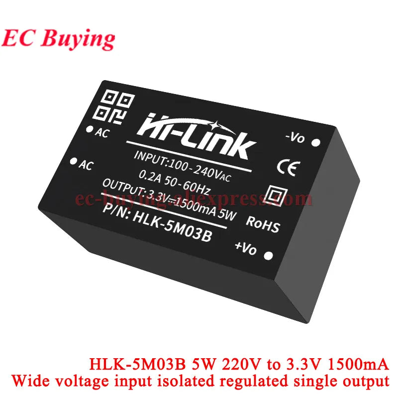 1Pc-2Pcs 5W 220V to 5V/3.3V/9V/12V/15V/24V AC DC Mini Power Supply Module Board Hi-Link HLK-5M03 5M05 5M09 5M12 5M15 5M24 5M05B
