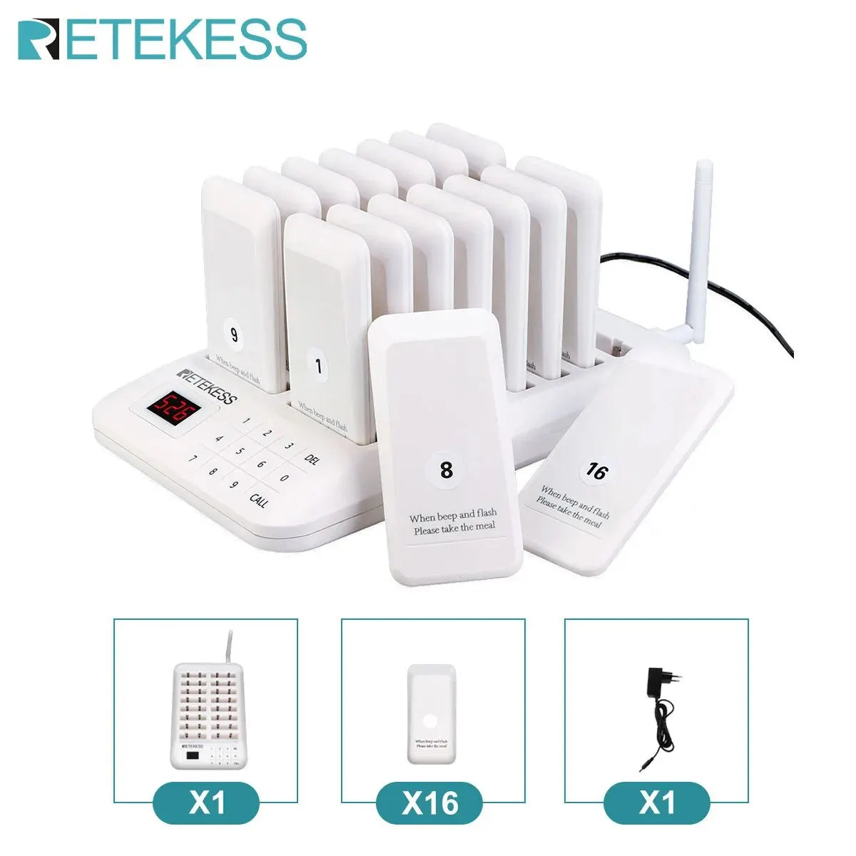 RETEKESS TD157 Wireless Calling System 16 Channel Buzzer Beeper Bell Receivers for Bar Cafe Food Truck Hotel Church