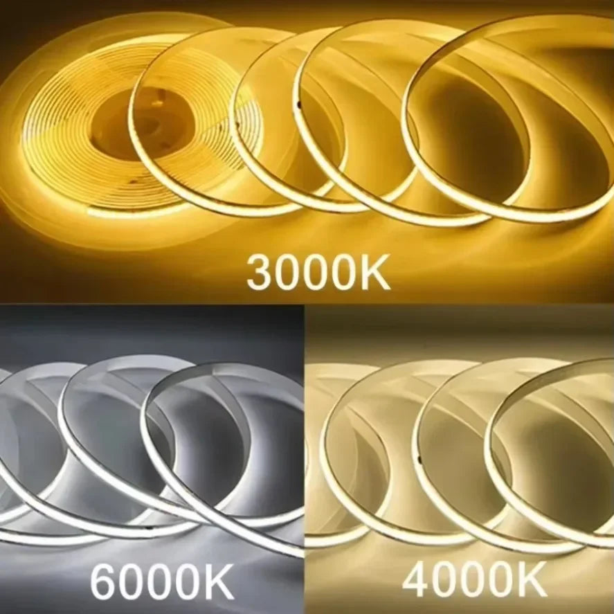 1-5m COB LED Strip 220V Flexible Tape Lights  Light Smart IC No Need Driver High Bright 240 LEDs Linear Lighting RA95 Warm White