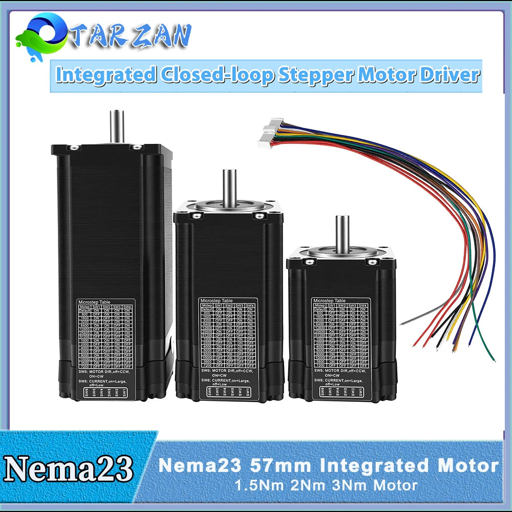 Nema23 57mm Closed Loop Integrated Motor Driver Kit All-in-one 1.5Nm/2Nm/3.2Nm 8mm Hybrid Servo Motor Drive With Encoder For CNC
