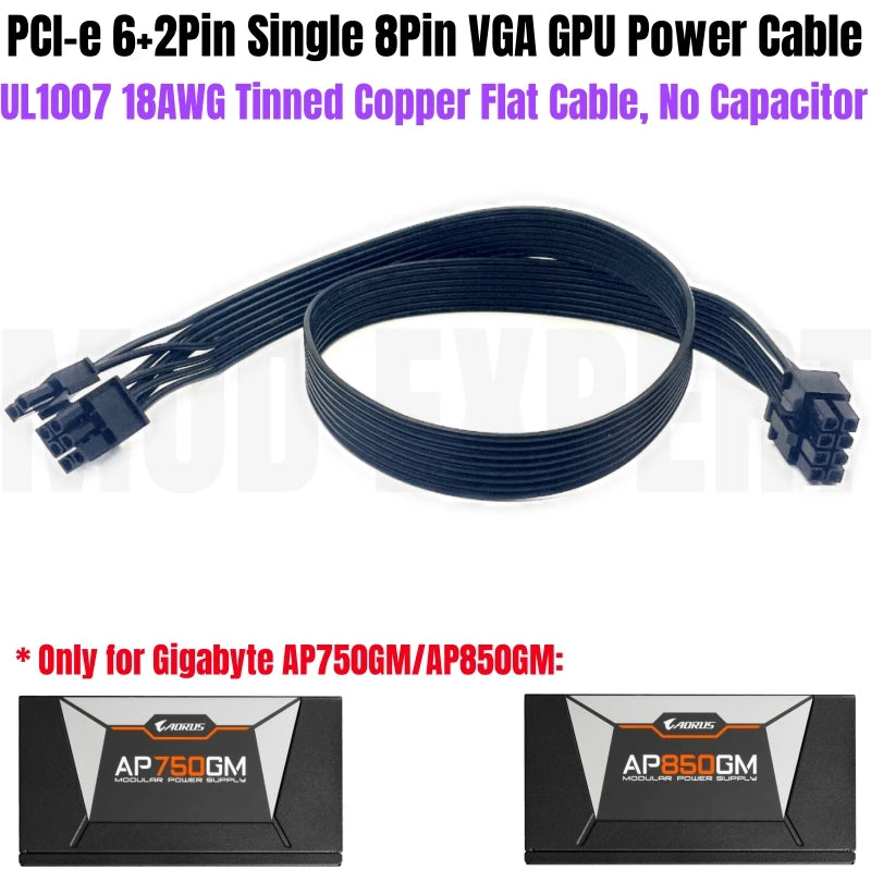 Modular Power Cable for GIGABYTE AORUS AP750GM AP850GM, GPU PCIe 8Pin 6+2Pin, CPU 4+4Pin, HDD SSD SATA Molex IDE 4Pin, ATX 24Pin