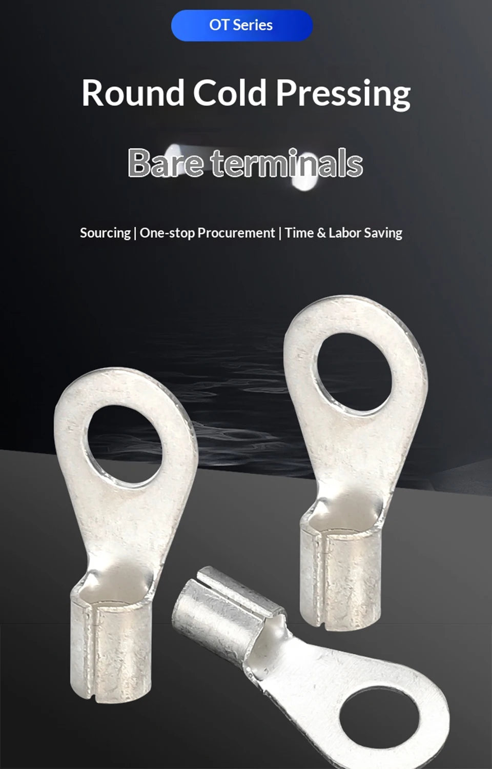 Circular Terminal Block OT1/1.5/2.5/4/6-4/5/6/8mm Cable Lug Spade Bare Copper Wire Connector Wires Non Insulated Crimp Terminal
