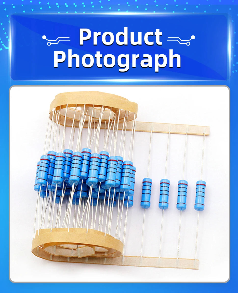 20pcs 3W Metal Film Resistor 1% 1Ω - 1MΩ 10 47 100 120 150 220 300 330 470 910 1K 2.2K 4.7K 10K 15K 20K 47K 100K 220K 470K ohm