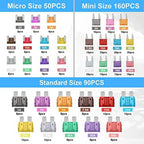 300Pcs Fuse Assortment Kit, Mini /Standard/Micro Blade Fuses Automotive Puller for Car/Truck(2/3/5/7.5/10/15/20/25/30/35/40A)