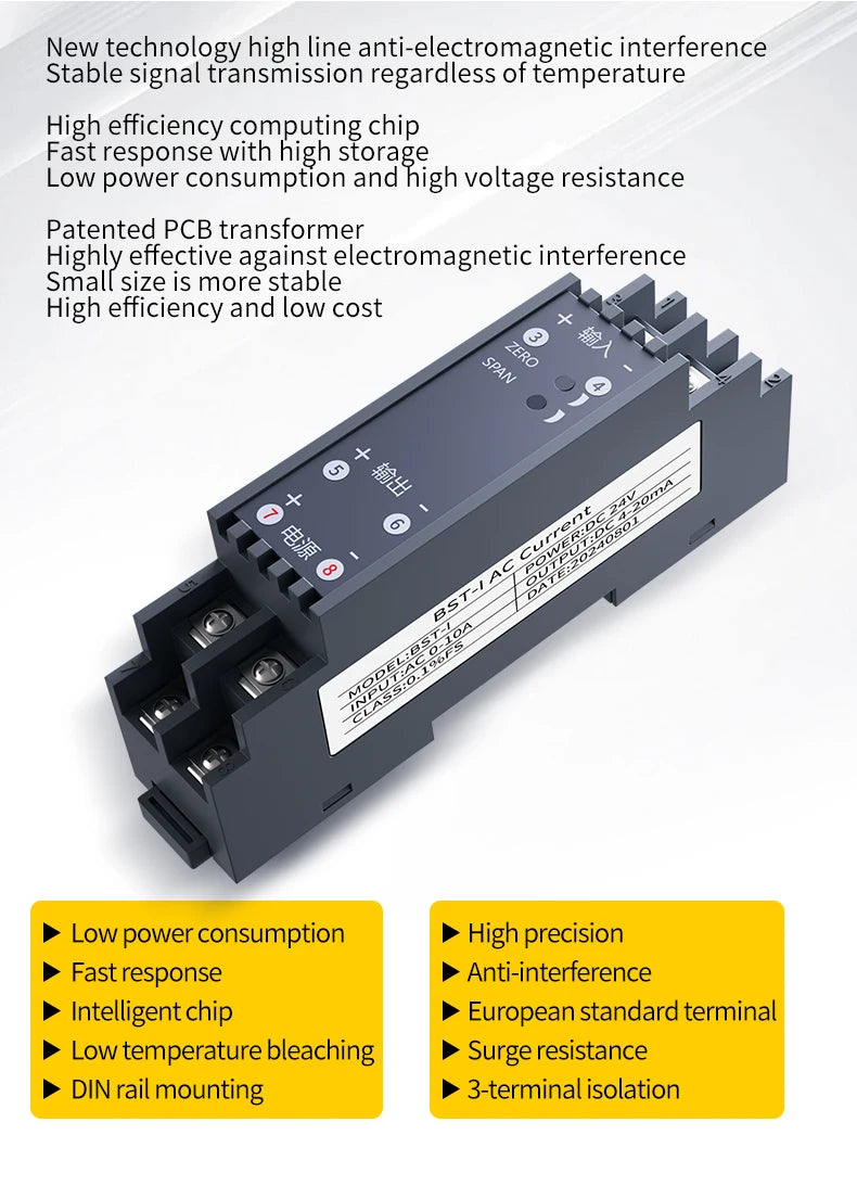 AC DC Current Transmitter 4-20mA 0-10V Current Transducer 0-1A 0-2A 0-5A 0-10A 4-20mA Current Sensor RS485 Current Transmitter