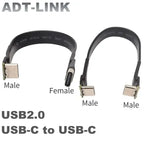 USB 2.0 Type C Ribbon Flat Cable Shielded Extension FPC Cable USB 2.0 USB-C 90 Degree Up/Down Angled Connectors 5CM-3M For TV PC