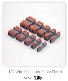 Wire Connector 222-412 2 Pin Splicing Terminal Blocks Led Strip Lighting Electric Quick Connectors Mini Conductor Rail Conector