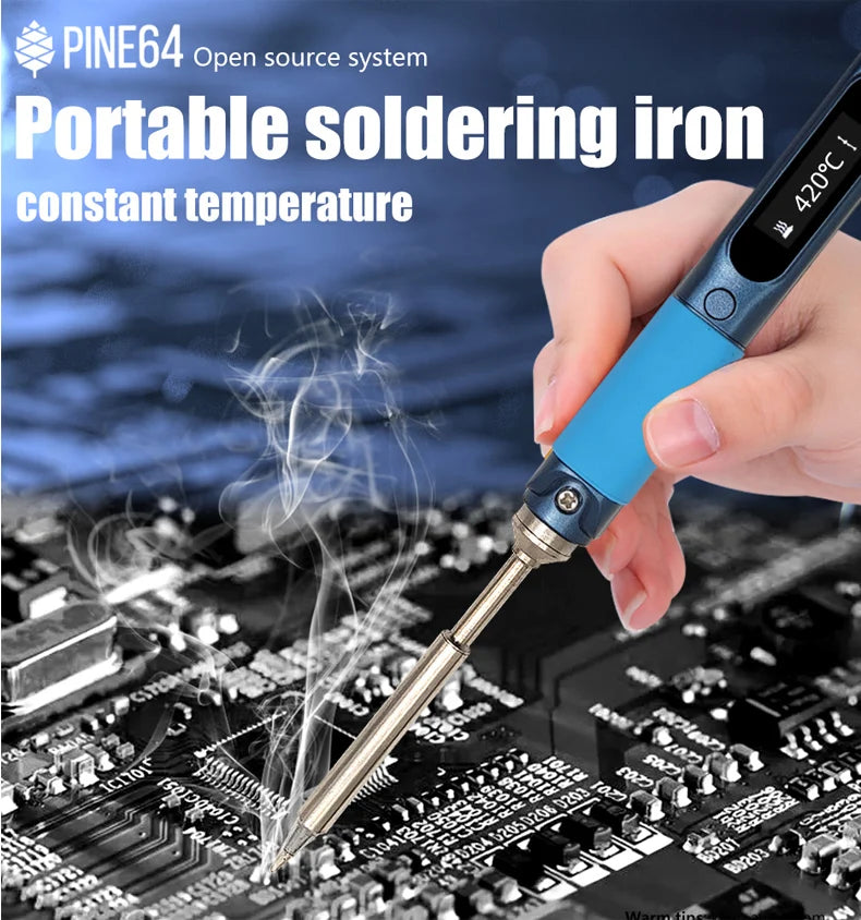 Pine64 Smart Mini Pinecil Soldering Iron With B2 BC2 KU C1 ILS I C4 D24 K Tips With DC power supply Storage Bag