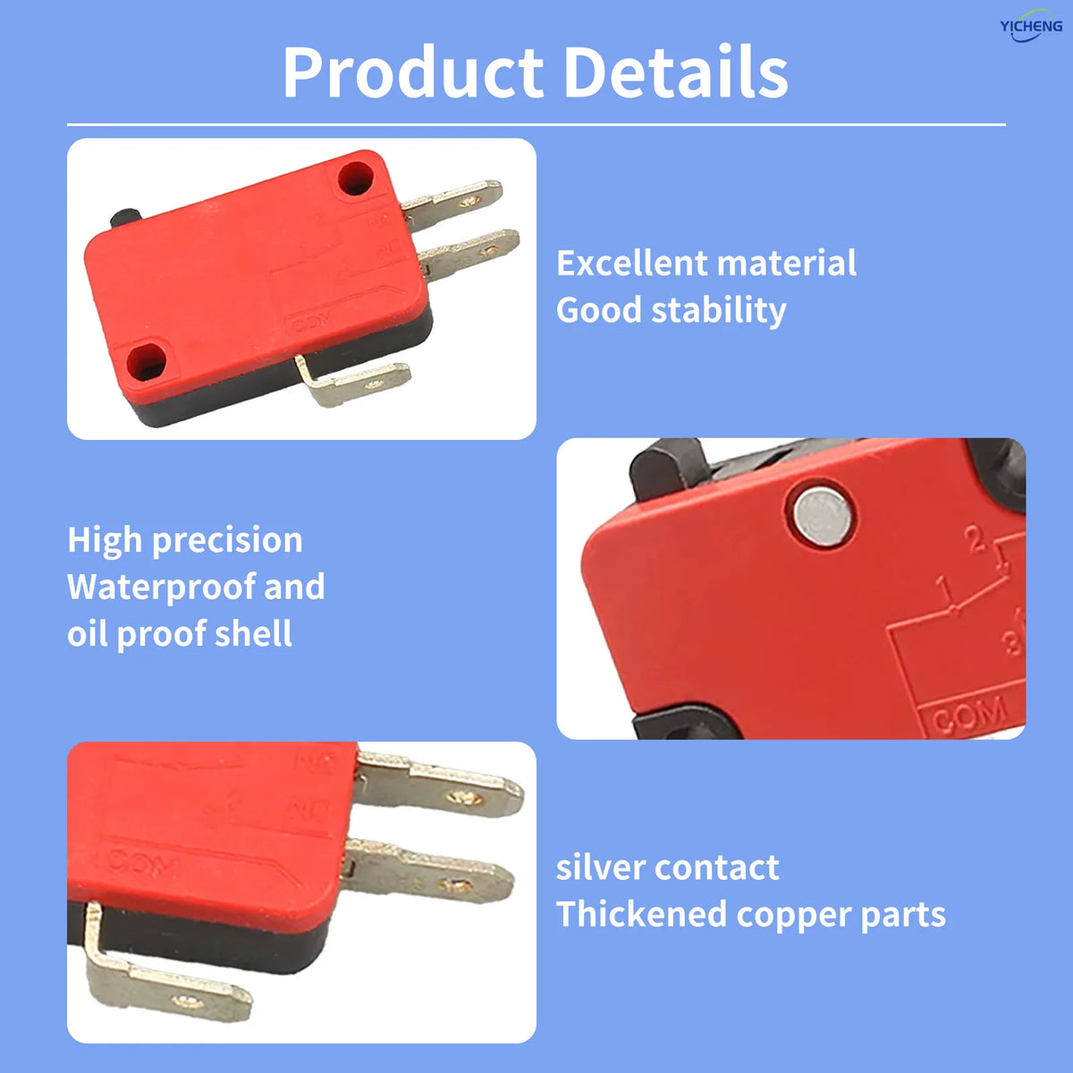 10Pcs Hinge Roller Lever Arm SPDT 1NO 1NC Snap Action Micro Switch,250W ~1500W optional.Lead Limit Switch