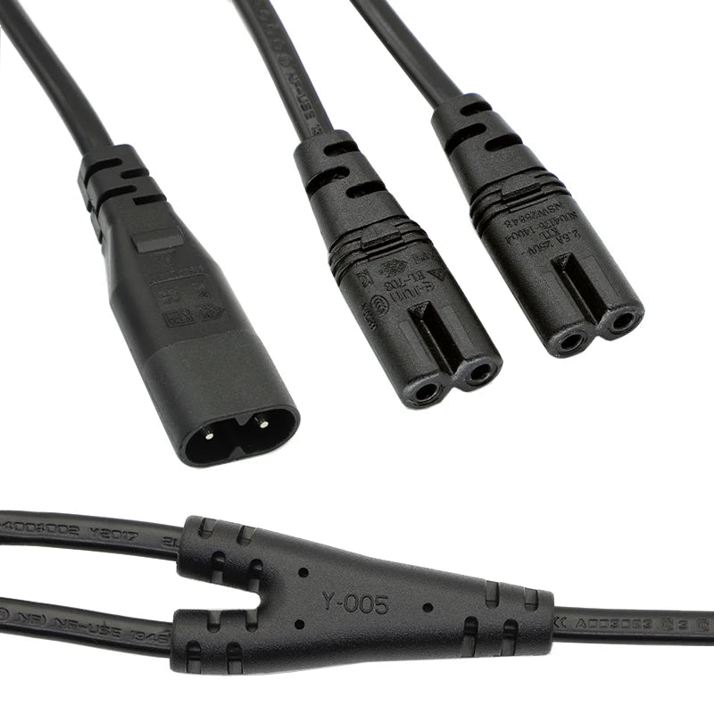 IEC 320 C8 Plug to C7 Receptacle Male to Female Extension Power Supply Main Adapter Cable White/black Color