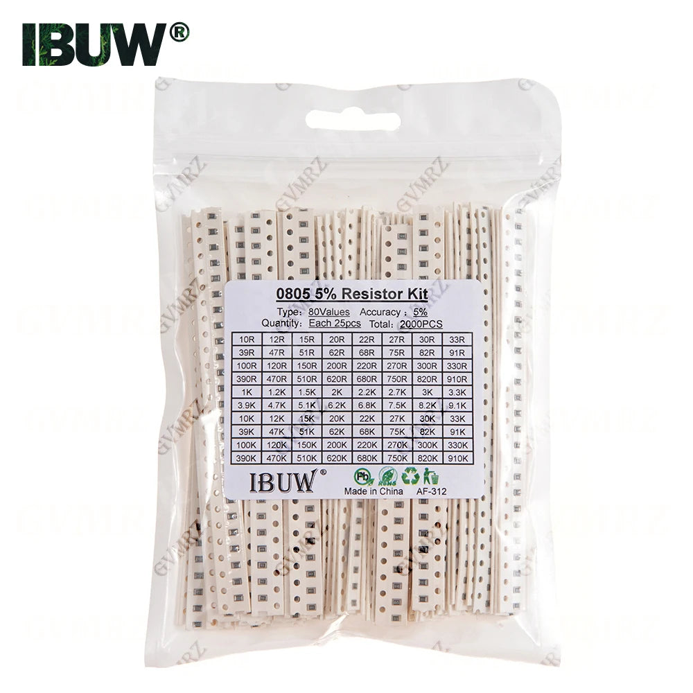 0201 0402 0603 0805 1206 1% 5% SMD Resistor Assorted Kit 1R-1M 10K 100K 1K 100R Resistance Set DIY
