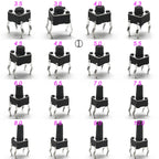 50PCS 4.5X4.5MM 4Pin DIP H=3.5/3.8/4.0/4.3~12mm 12V Tiny Button Tact Switch 260GF Momentary Tactical Push Button Parts Repair